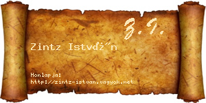 Zintz István névjegykártya